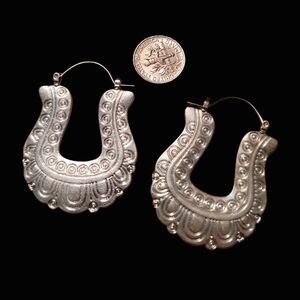 Silver Western Style Hoop Earrings